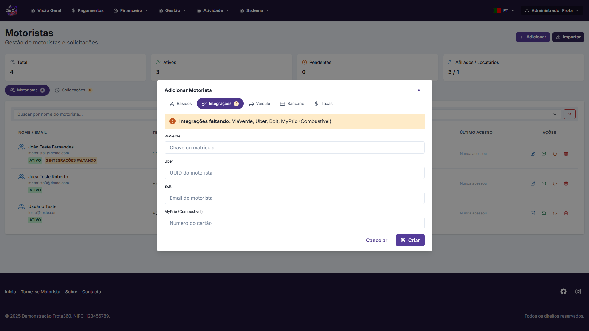 Gestão de Motoristas - 1