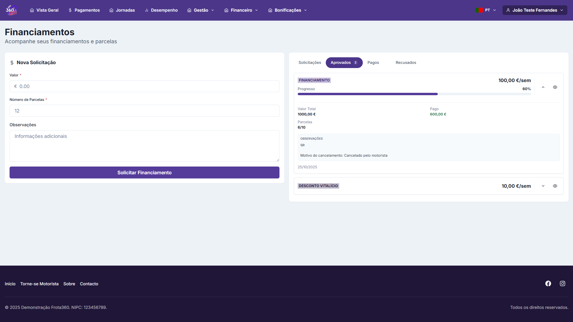 Adiantamentos e Financiamentos - 1
